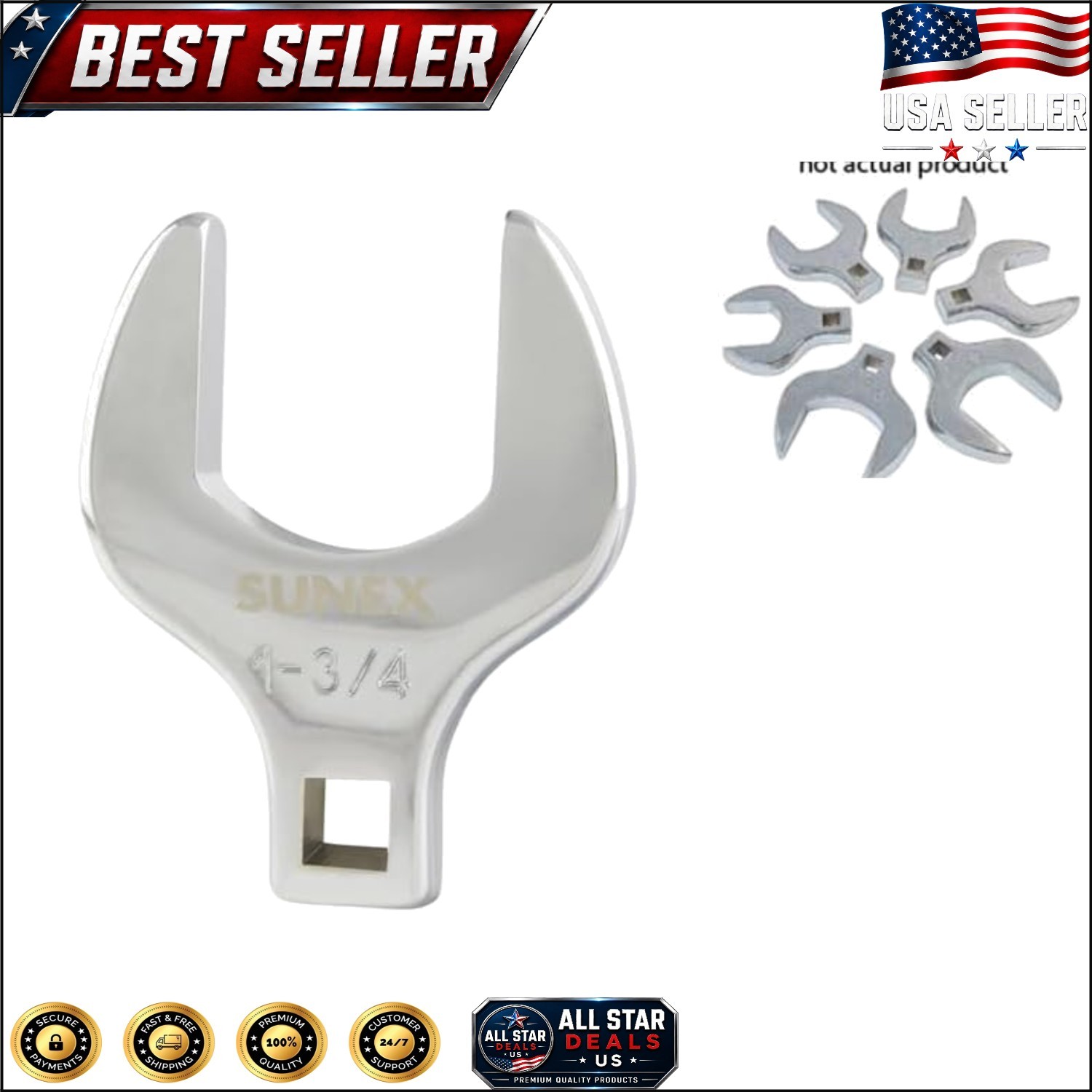 1-3/4″ Fully Polished Jumbo Crowfoot Wrench by Sunex – 1/2″ Drive Precision Tool