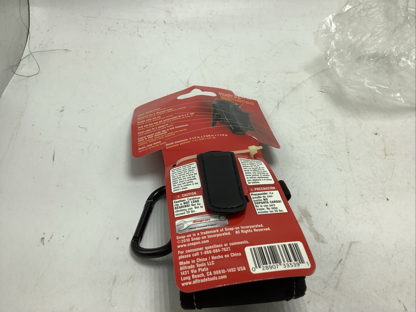 Snap on tools BLACK New cell phone holder vertical + inside pocket NEW !!!!!