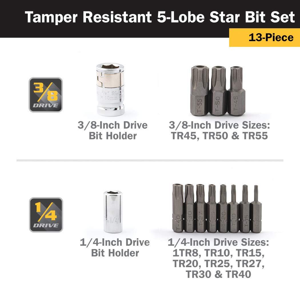 Titan Tools 13 pc. Tamper Resistant 5-Lobe Star Bit Socket Set (16137)