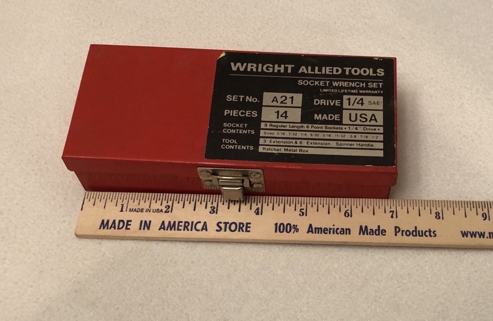 Clean and Shiny Wright Allied Tools 1/4” Socket Set A21 Made In USA