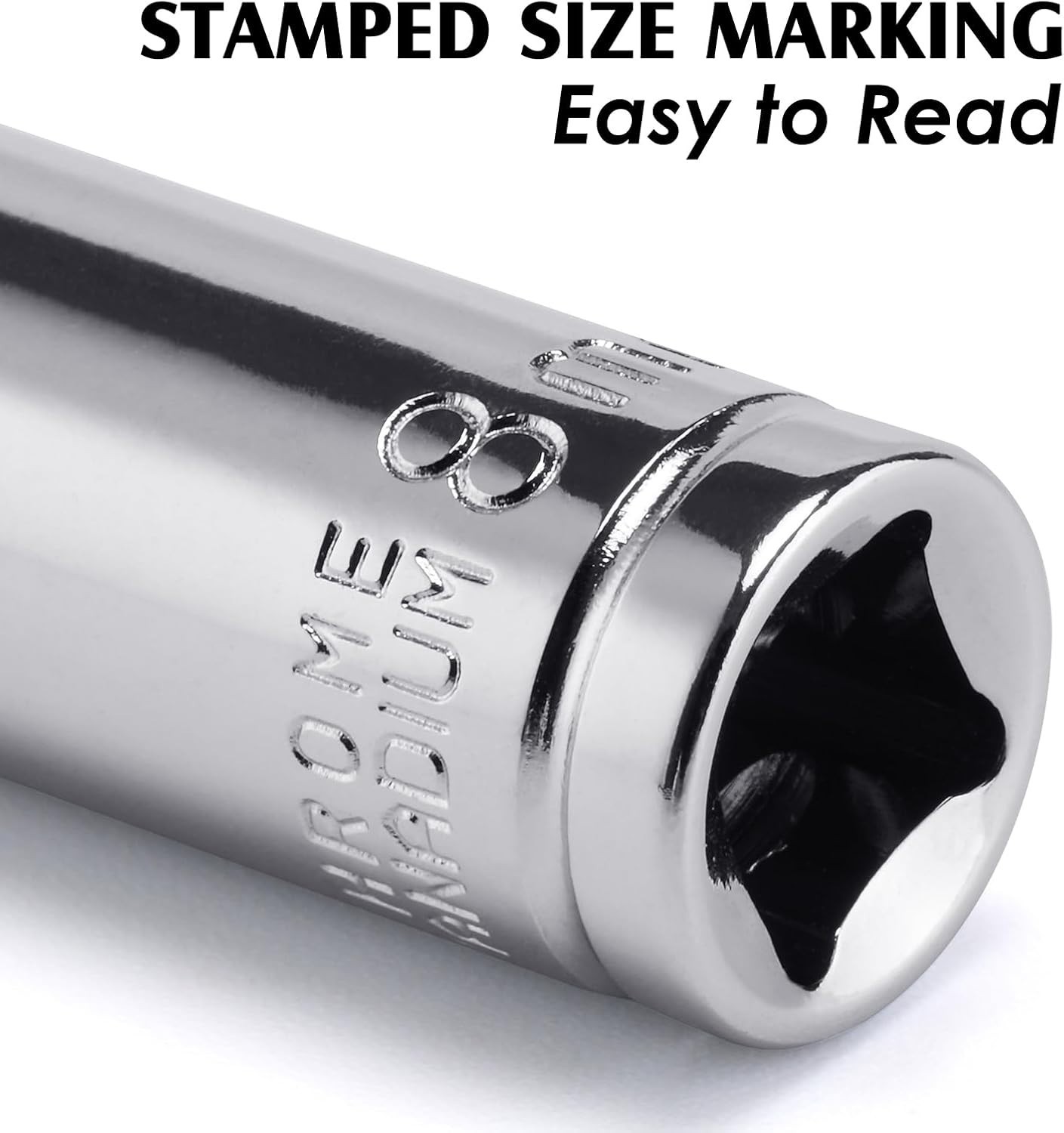 4PCS 1/4″Drive 8mm Deep&Shallow Socket, 6 Point, Cr-V Steel, 8mm
