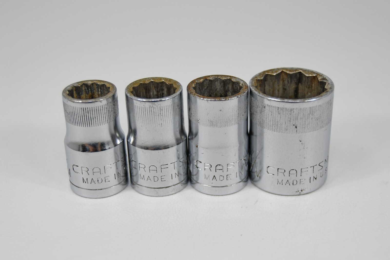 Lot of 4 Craftsman Tools VV Series Sockets 13 14 15 22 mm Metric 1/2″ Drive USA