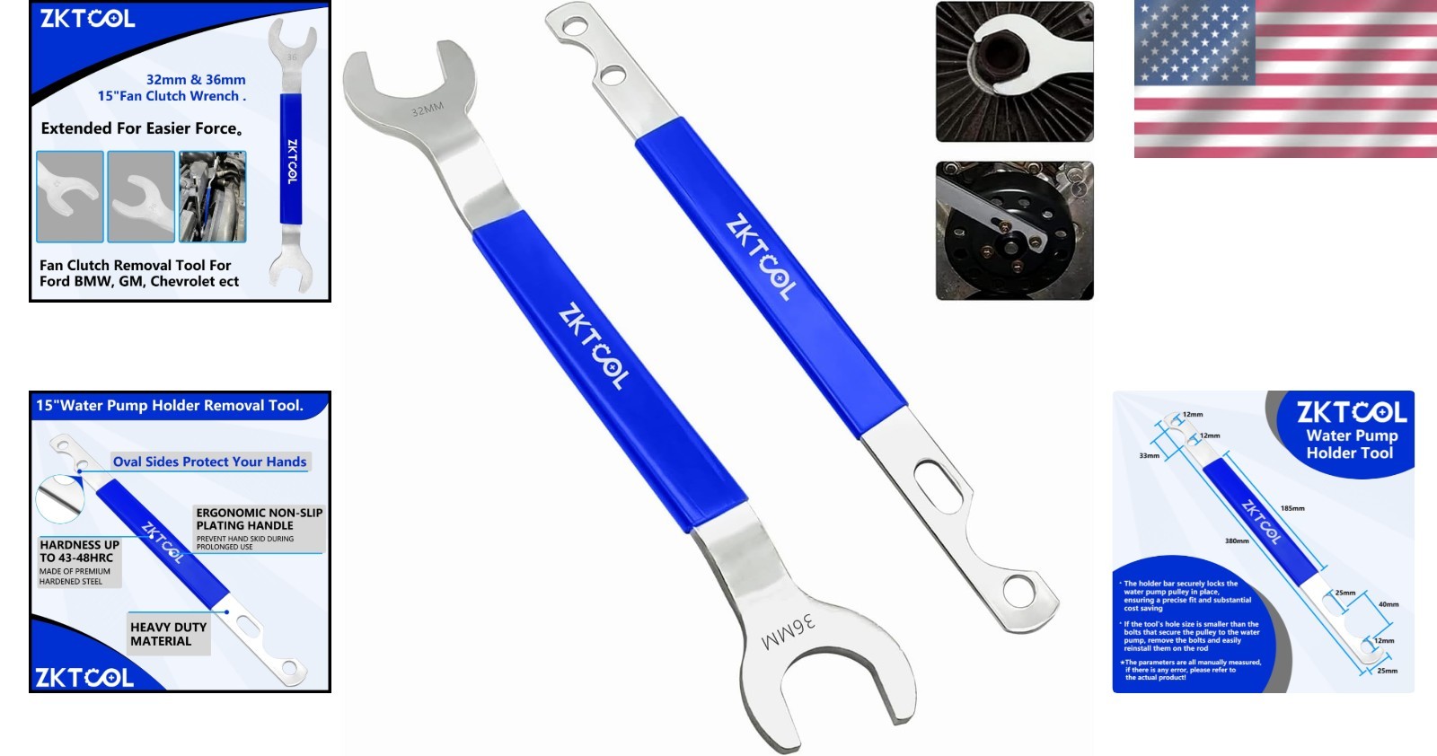 Fan Clutch Wrench Set 32mm 36mm Alloy Steel Tool for Water Pump Removal