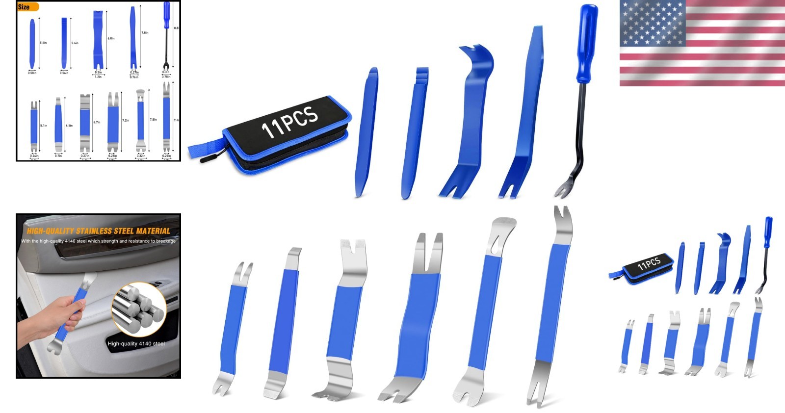 Ergonomic 11PCS Trim Removal Tool Set – Metal & Nylon for Vehicle Maintenance
