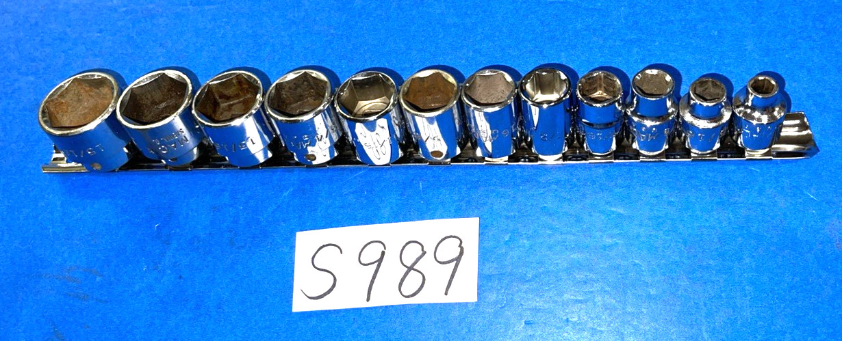 MAC TOOLS 12 PIECE 3/8 DRIVE SAE SHORT CHROME SOCKET SET 6 POINT 1/4 TO 15/16