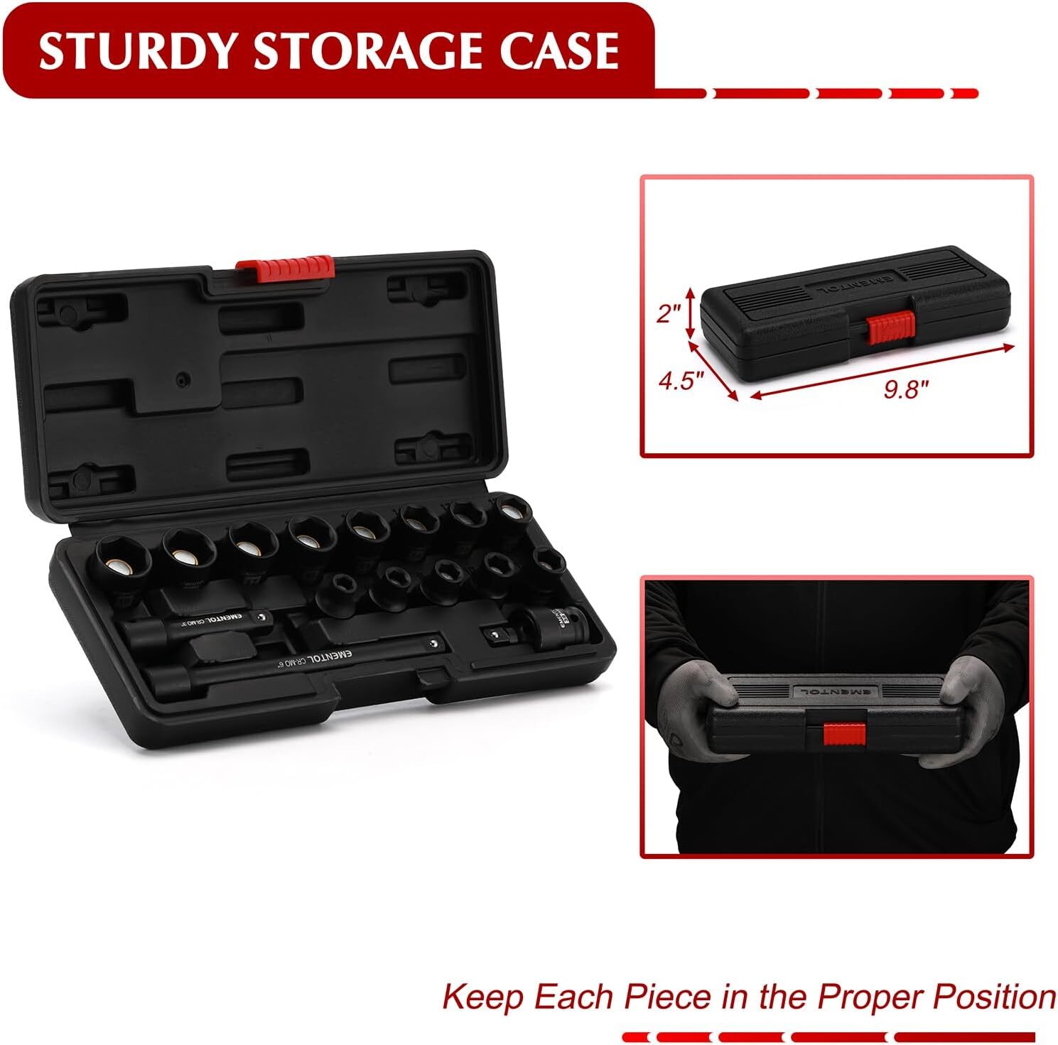 16PCS 3/8″ Drive Magnetic Impact Socket Set 7-19mm 6Point Cr-Mo & Extension Bar