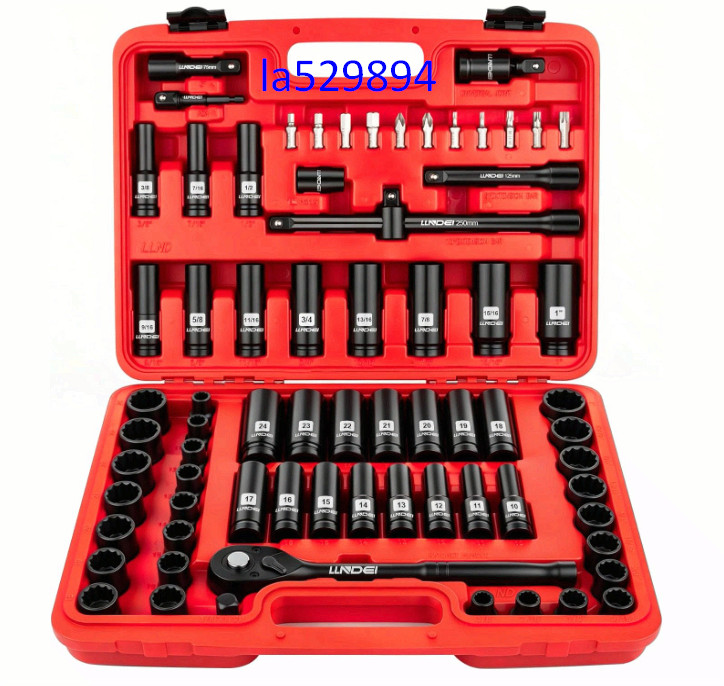 72pc 1/2in Drive Socket Set, Metric & SAE Deep/Shallow Impact Sockets, Cr-V Plus