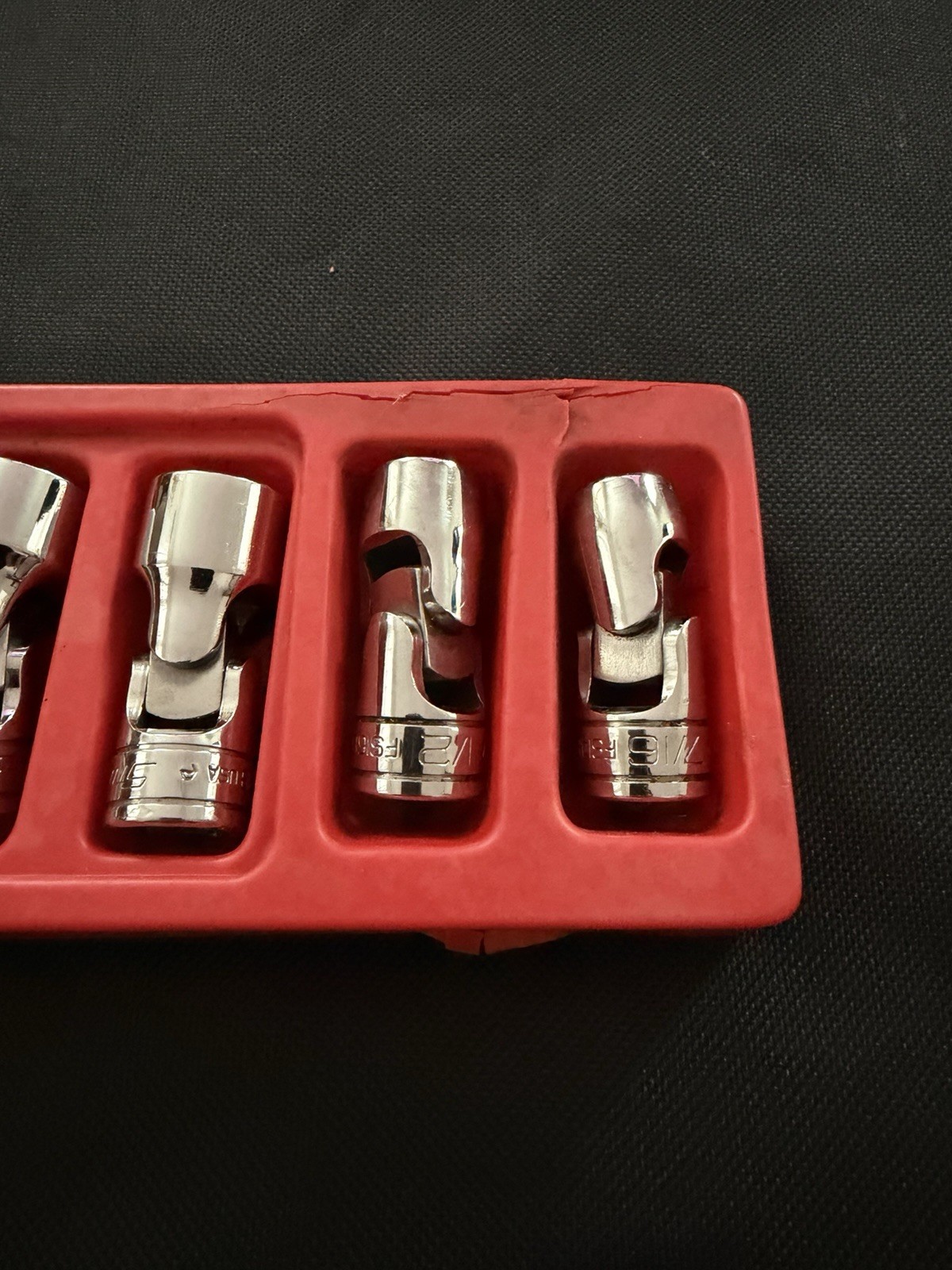 Snap-on 6 Piece 3/8 SAE Chrome Shallow Swivel Socket Set – 7/16 – 3/4 – FSB