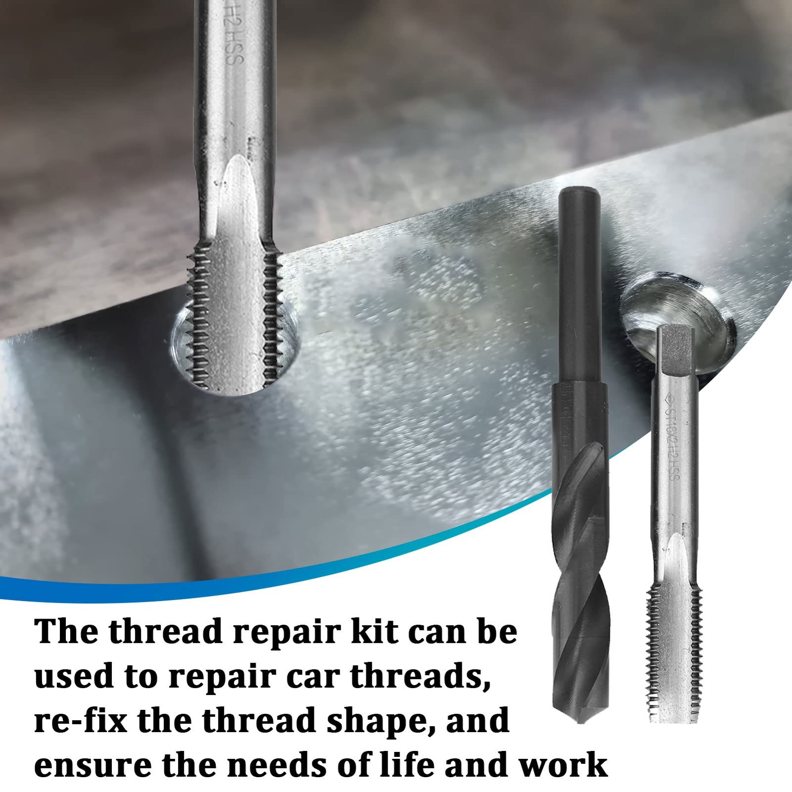 Metric Inserts Kits M16x2 Thread Repair Tool Kit Stainless Steel Drill Tap