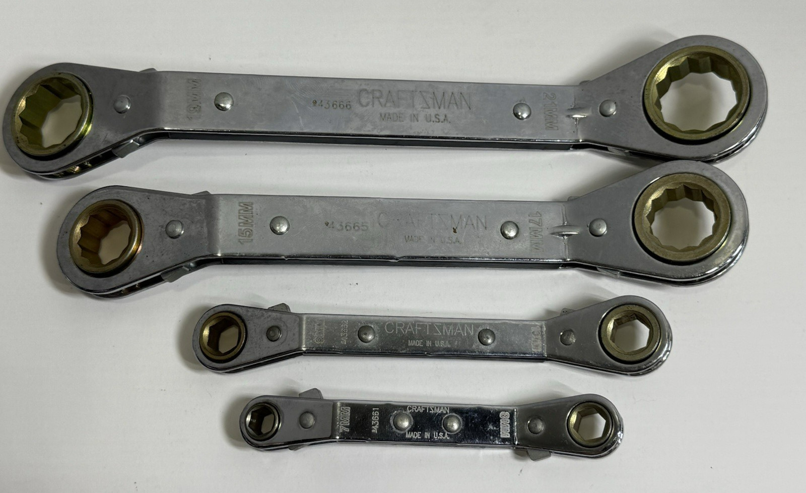 Craftsman Metric 12 Point 21/19mm & 17/15mm & 6 Point 10/9mm & 8/7mm Ratcheting