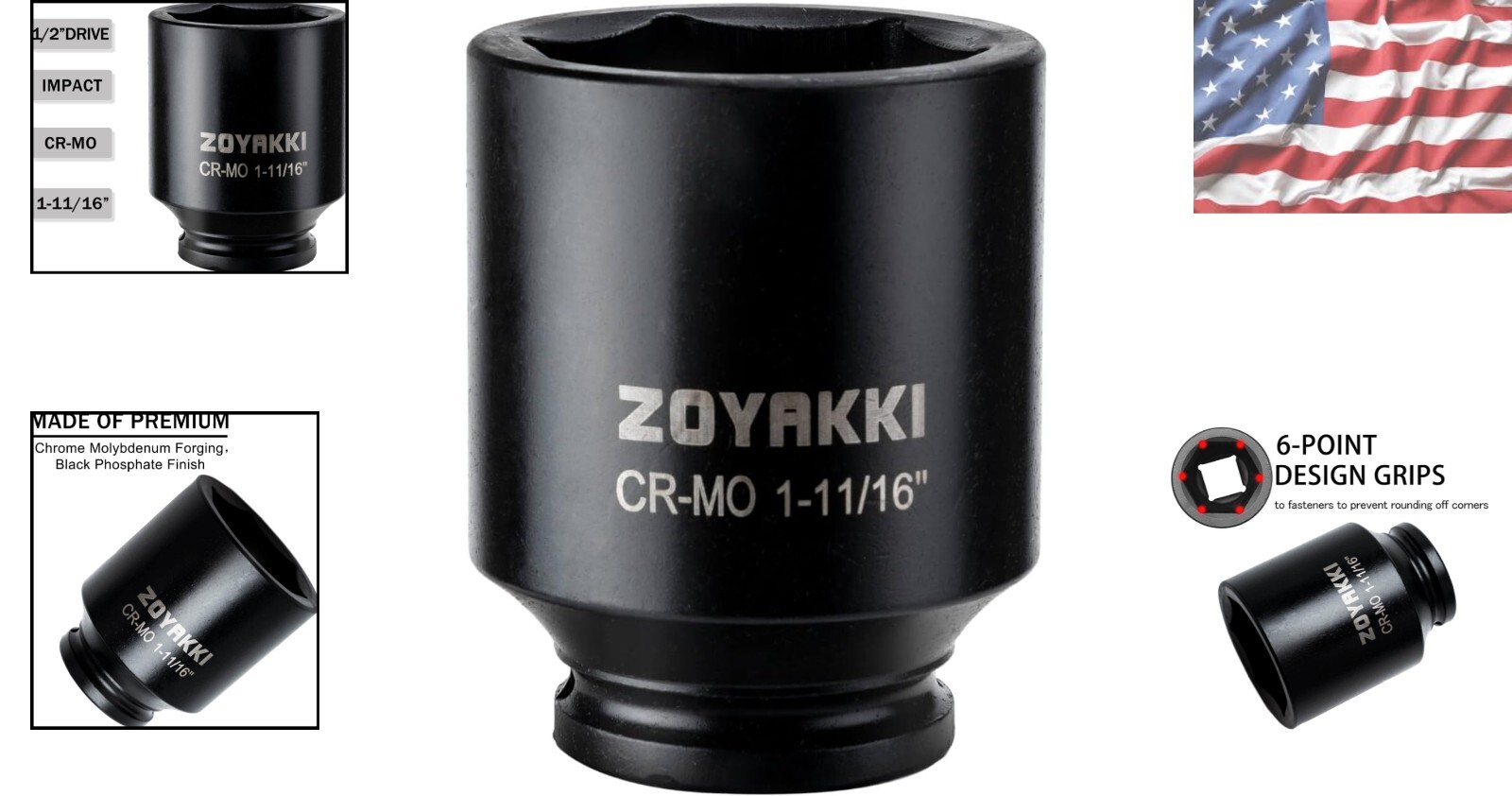 1-11/16″ Deep Impact Socket – Corrosion-Resistant, Easy to Read Markings