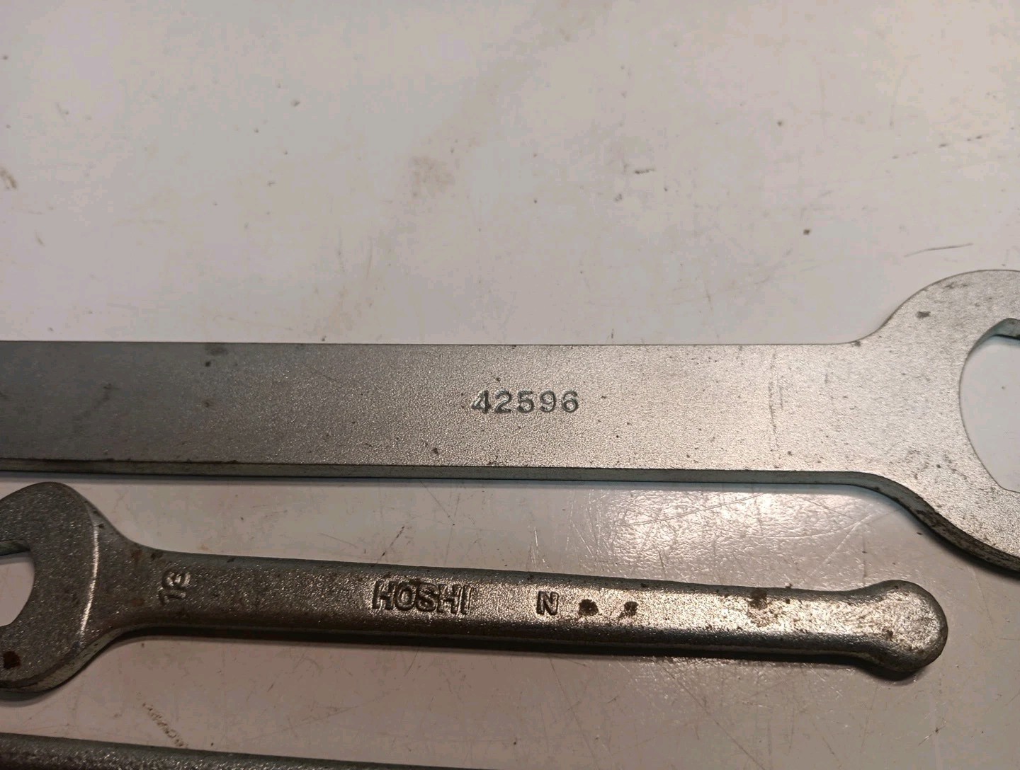 2 Vintage HOSHI Japan open End Wrenchs 27mm ,13mm One Unmarked Flat, Lot Of 3