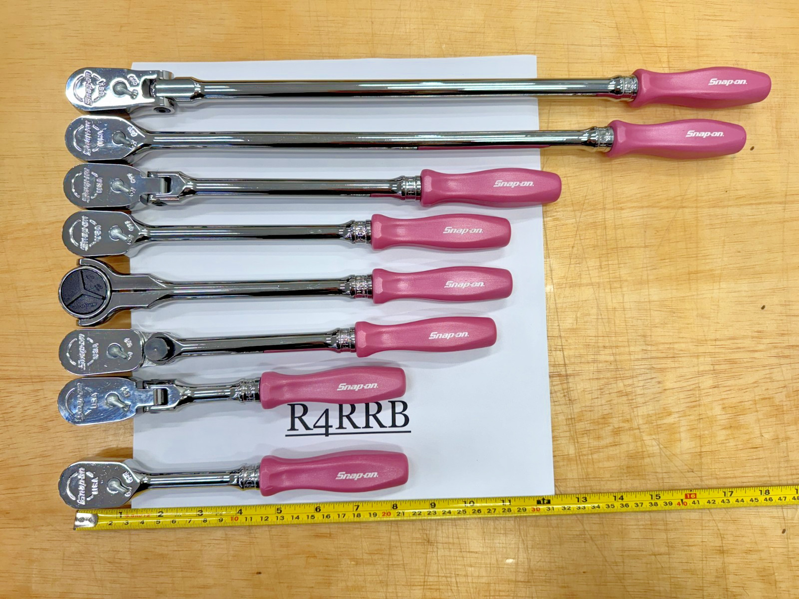 Snap-on Tools USA NOS 8pc PINK PEARL Hard Handle 3/8″ Fixed Flex Ratchet Lot Set