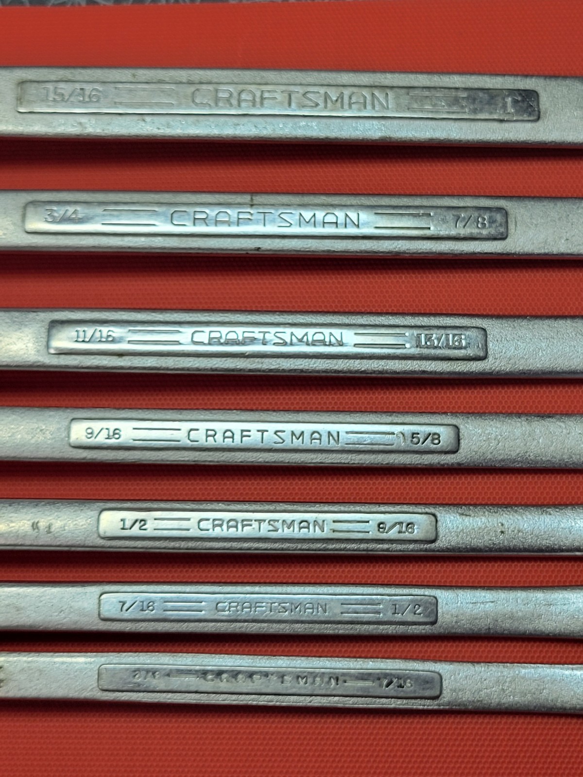 Craftsman USA Flying =V= 7pc Double Box End Wrench Set 3/8″ thru 1″