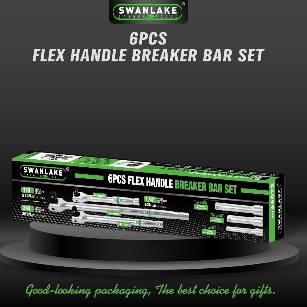 Swanlake 6pc Breaker Bar Set1/4″ 3/8″ & 1/2″ Driveheavy Duty Breaker Bars 6inch