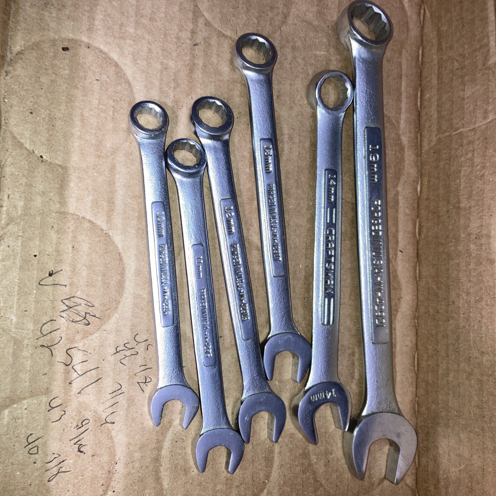 Craftsman Combination Wrench Set 6 Pc Set 10 11 12 13 14 19 MM