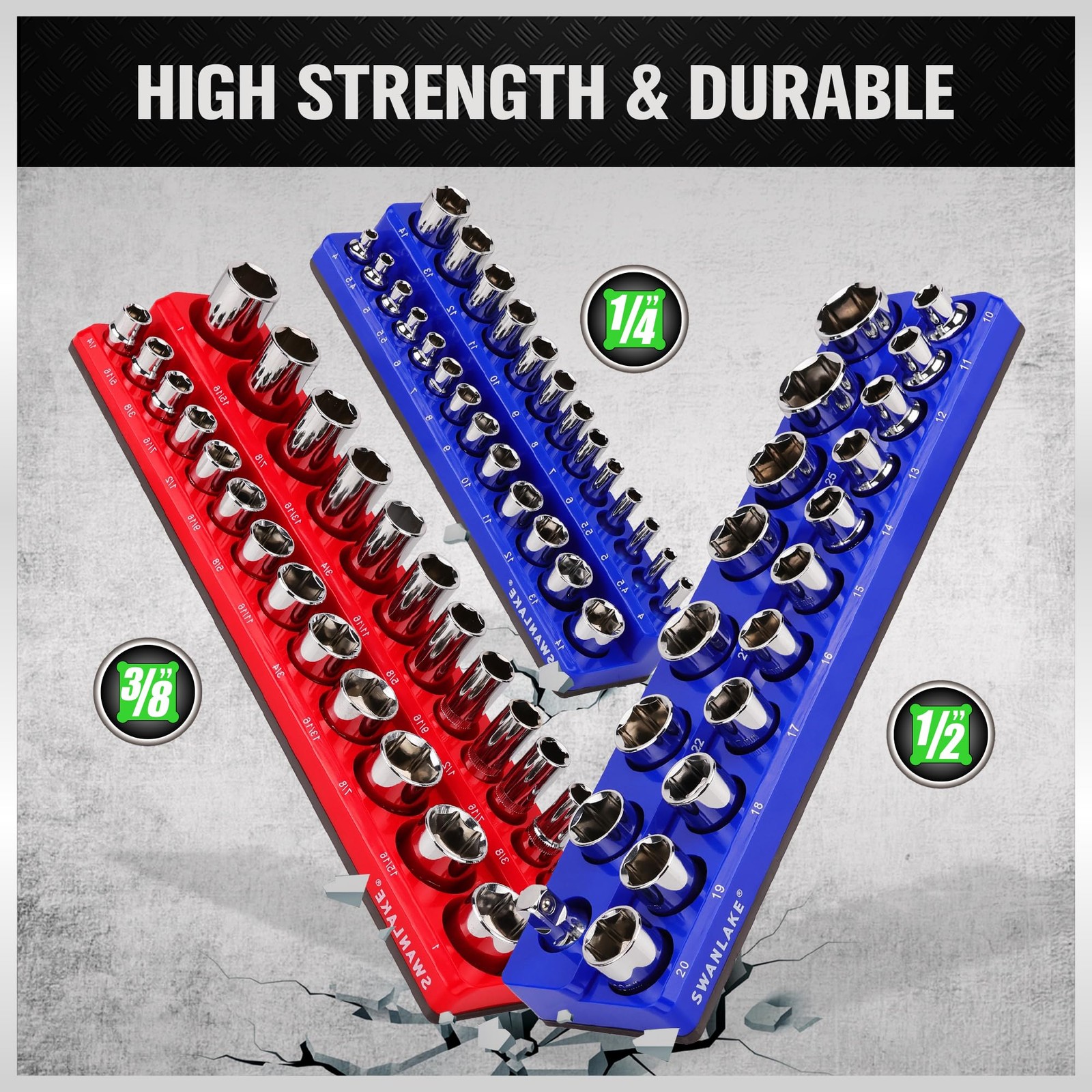Magnetic Socket Organizer Set, 6PCS Holder, Red/Blue, Blue&red