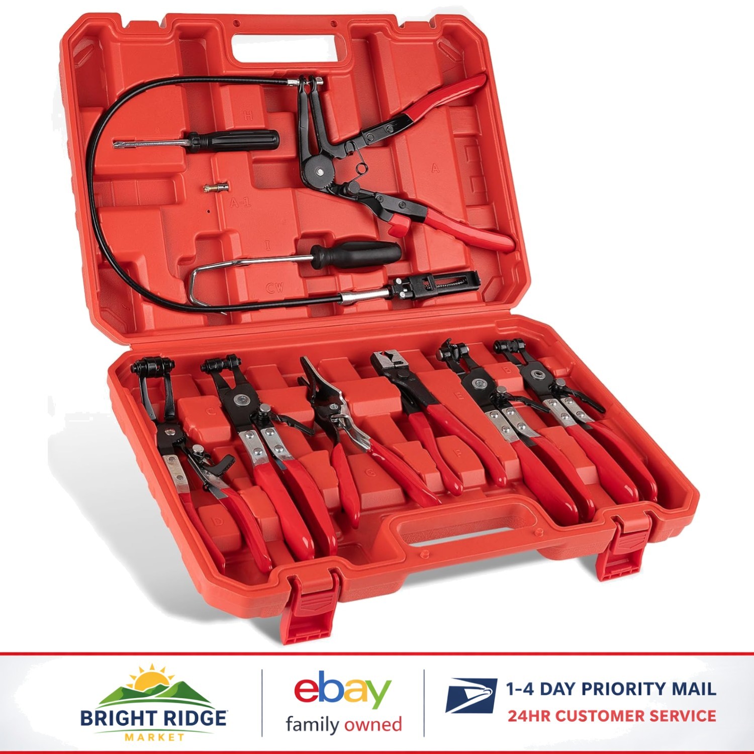 9PCS Hose Clamp Pliers Set for Automotive Repairs with Ergonomic Handles