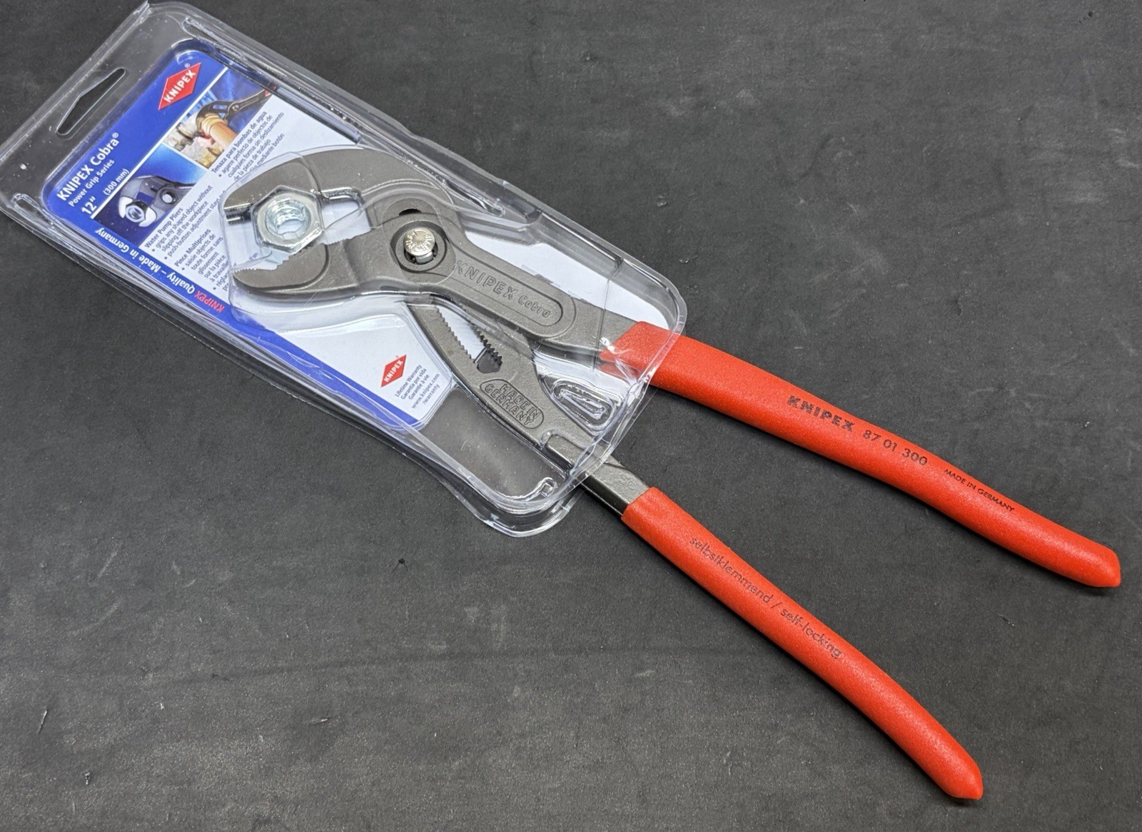 NEW! KNIPEX Tools 87 01 300 Cobra Power Grip Water Pump Pliers, 12-Inch