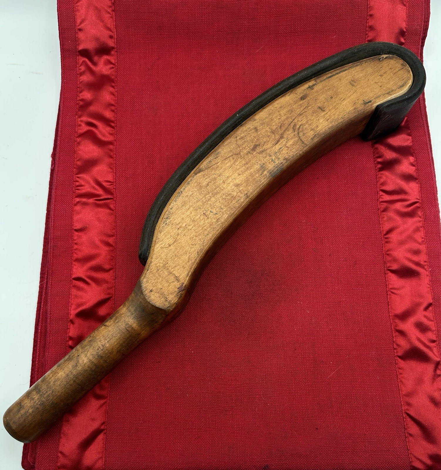 17″ Auto Body CURVE Wood Slapper Shaping Hammer Sheet Metal Beater Leather Face