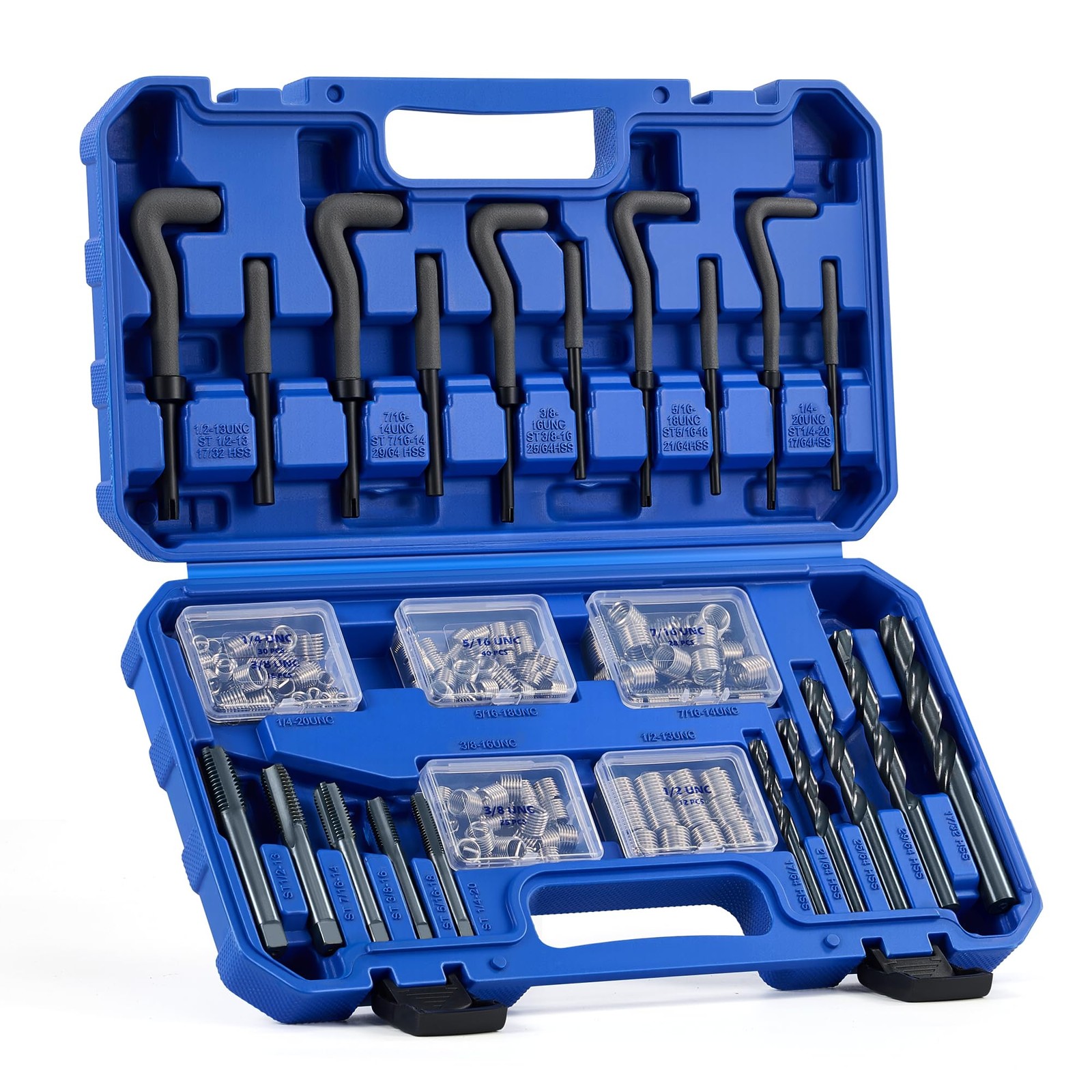 172pc Thread Repair Kit, SAE Set, Silver, Blue