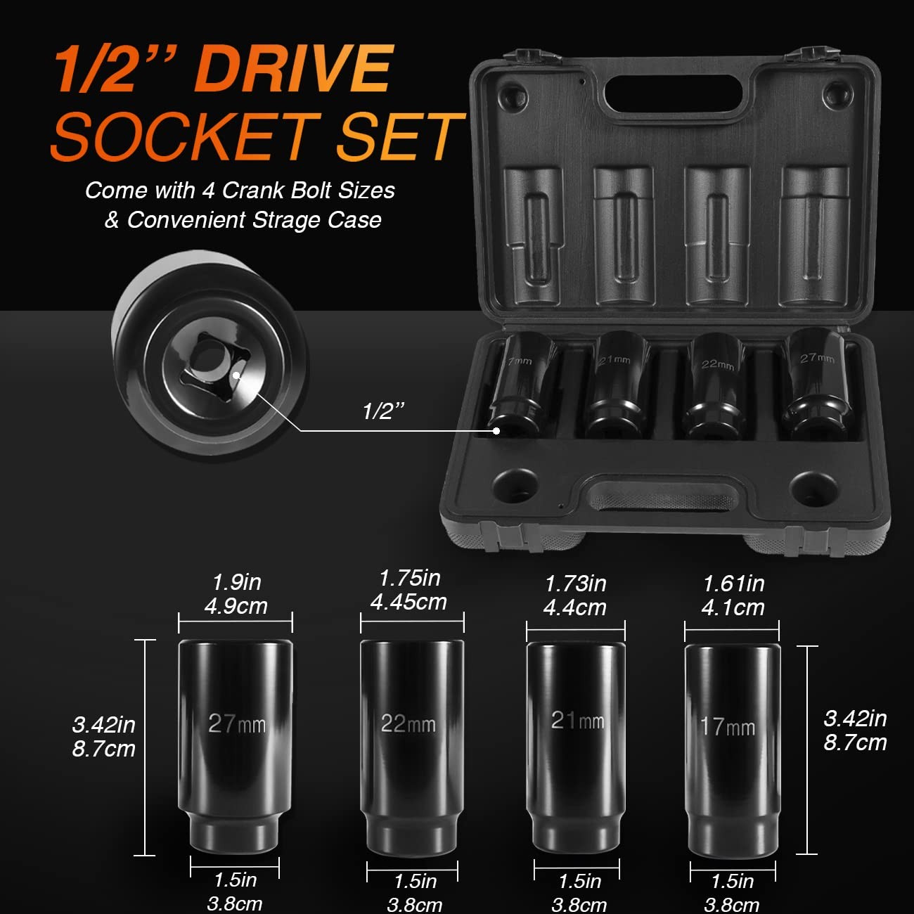 For Honda Engines Upgraded Harmonic Balancer Socket Tool Kit 17mm 21mm 22mm 27mm