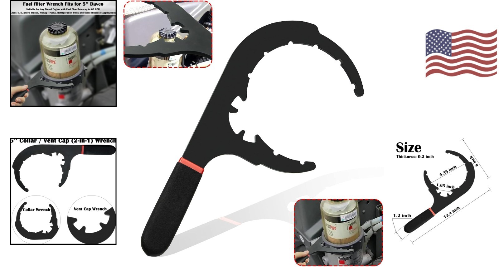 Heavy-Duty Fuel Filter Wrench with Non-Slip Grip – Fits Various Diesel Engines
