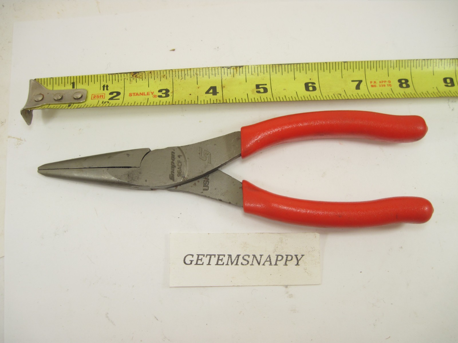 Snap On Talon Grip Red Handle Needle Nose Pliers 96ACF NICE