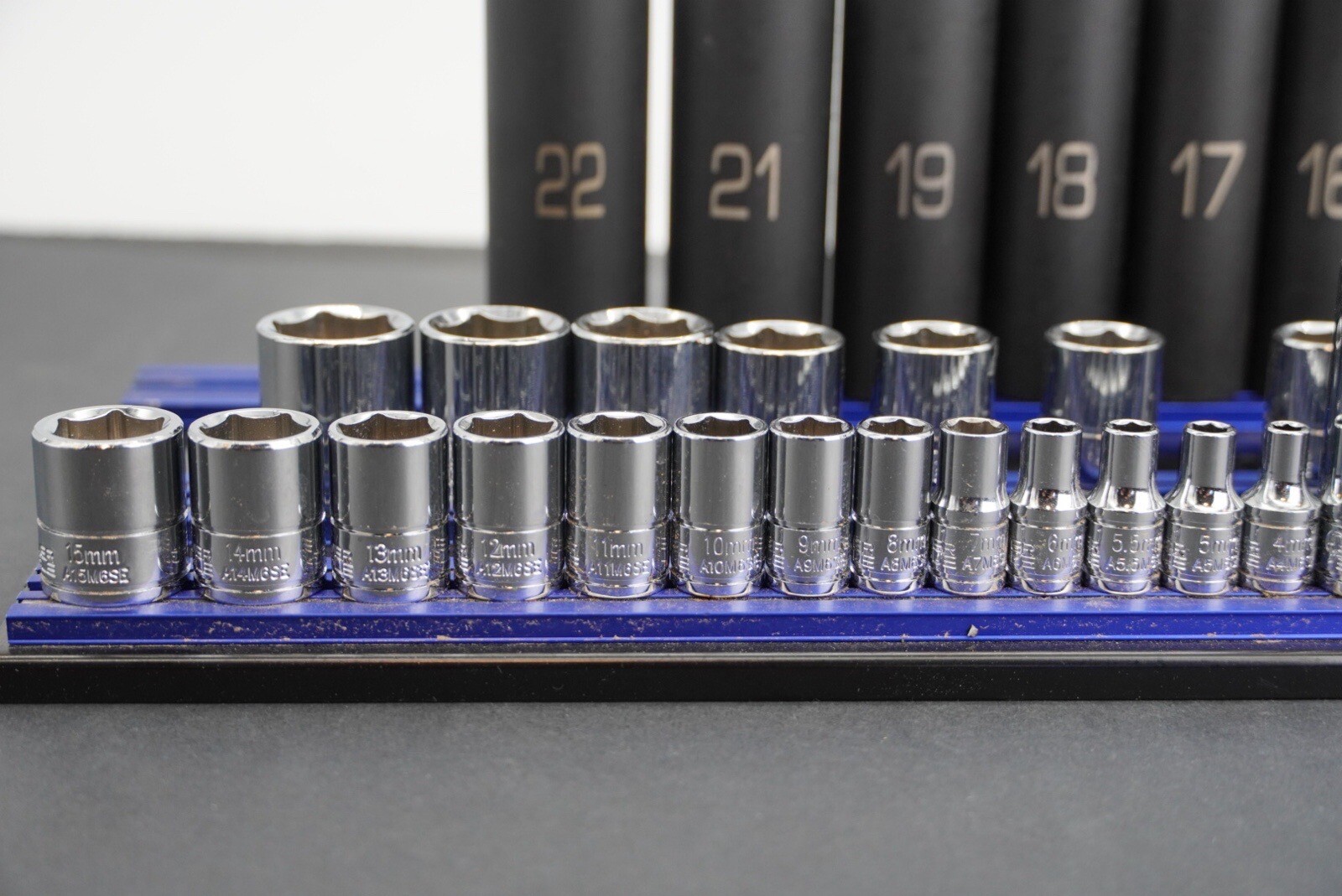 Matco Tools ADV Silver Eagle Socket Set Metric Deep Shallow Chrome Impact Rail