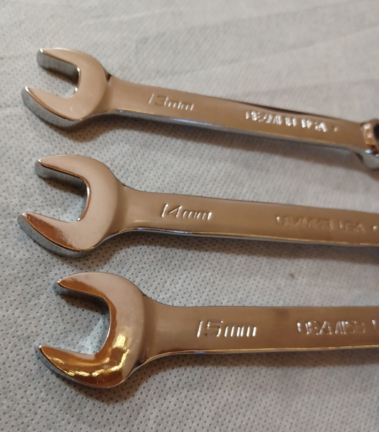Lot Of 3 Snap-On Tools Metric Combination Wrenches 13mm 14mm & 15mm ~ Chrome