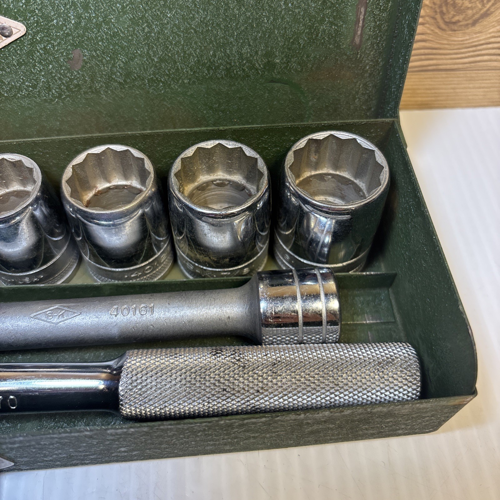 Vintage SK Tools 1/2” Drive Socket Set W/ 11 Pieces & Metal Case USA