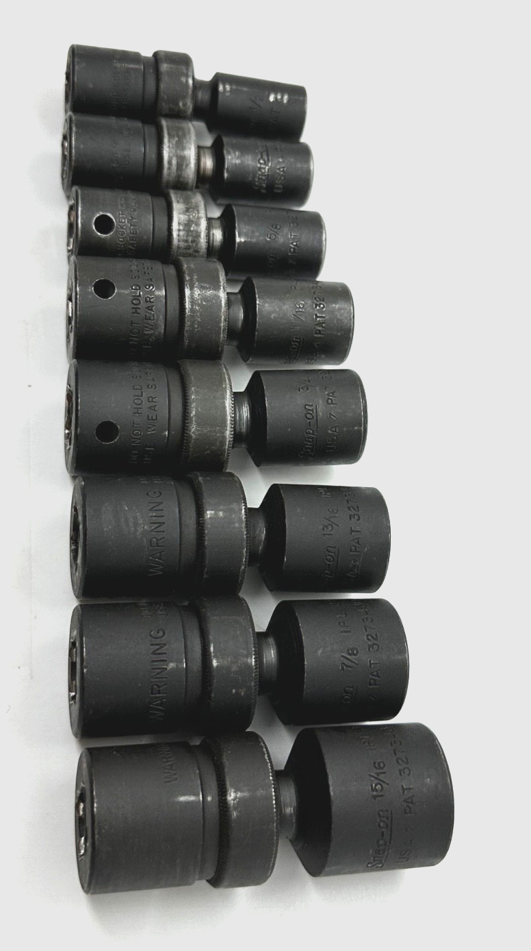 🇺🇸 Snap On Tools SAE 1/2″ DR Impact Swivel Universal Socket Set Lot 6PT Wobble