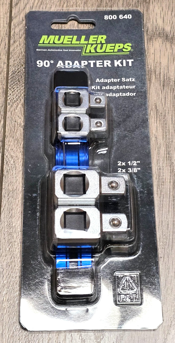 Mueller Kueps 800640, 90 Degree Socket Adapter Kit 3/8 & 1/2″ dr w/ Rail