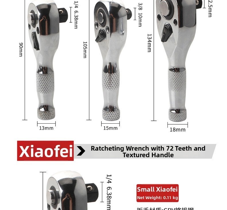Short Handle 72 Tooth Ratchet Wrench Set with Quick Release Socket System