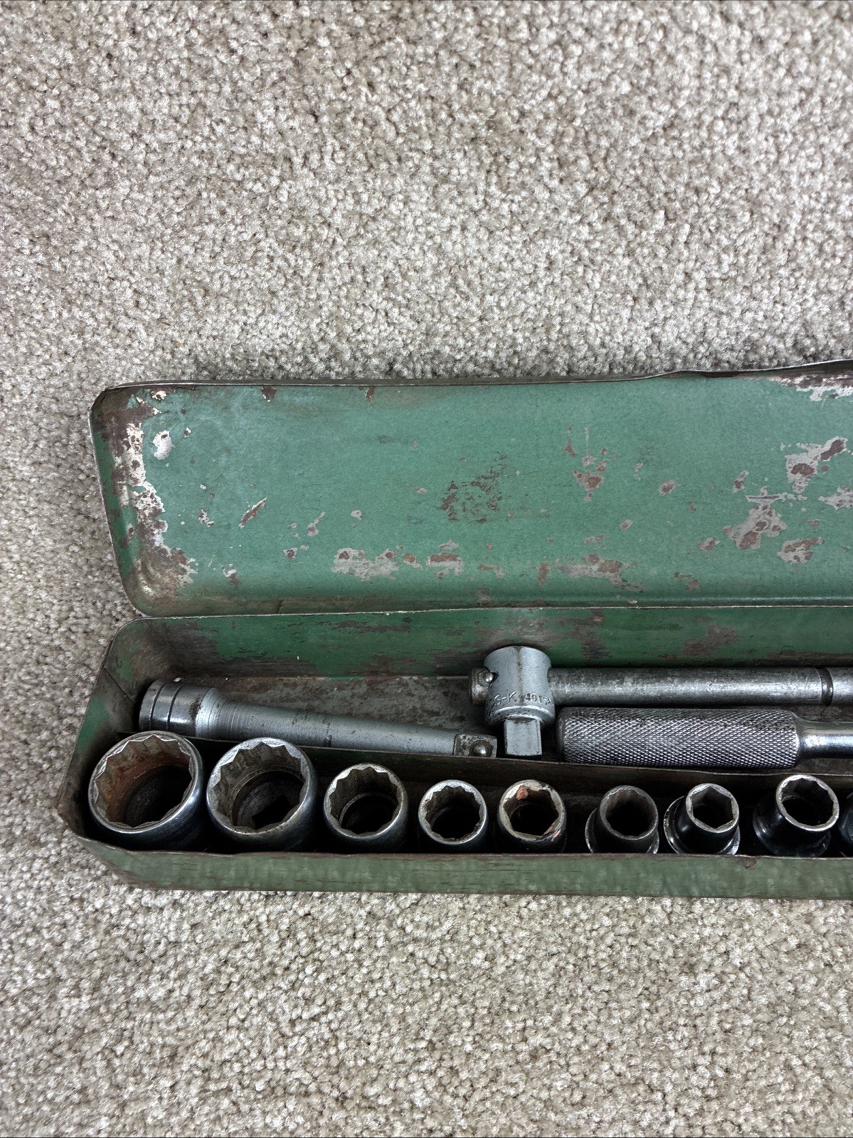 S-K 1/2” Drive SAE Ratchet/Socket Set 12Pcs. Vintage w/Box