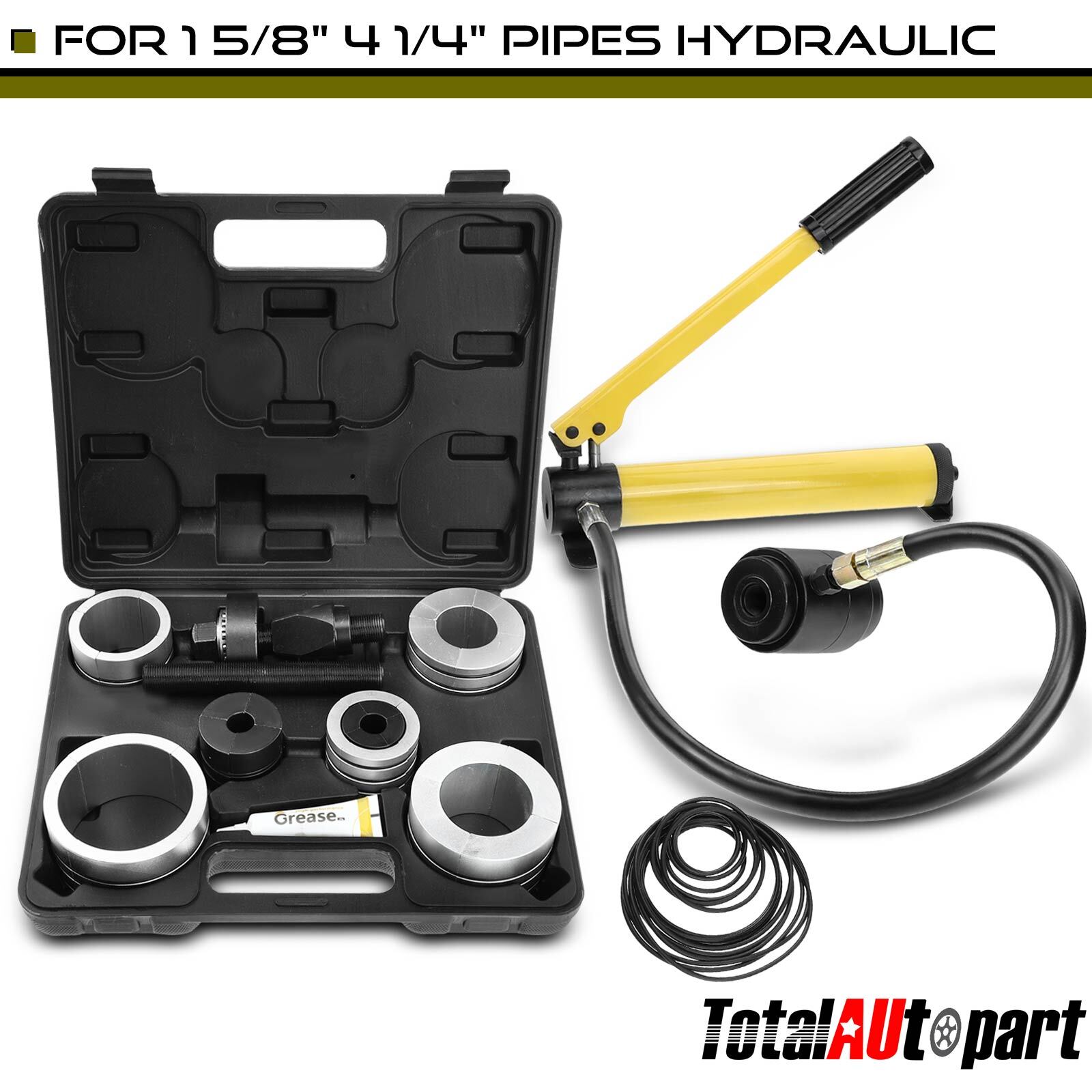 New Hydraulic Exhaust Pipe Stretcher Expander Kit w/ Collets 1-5/8 in to 4-1/4in