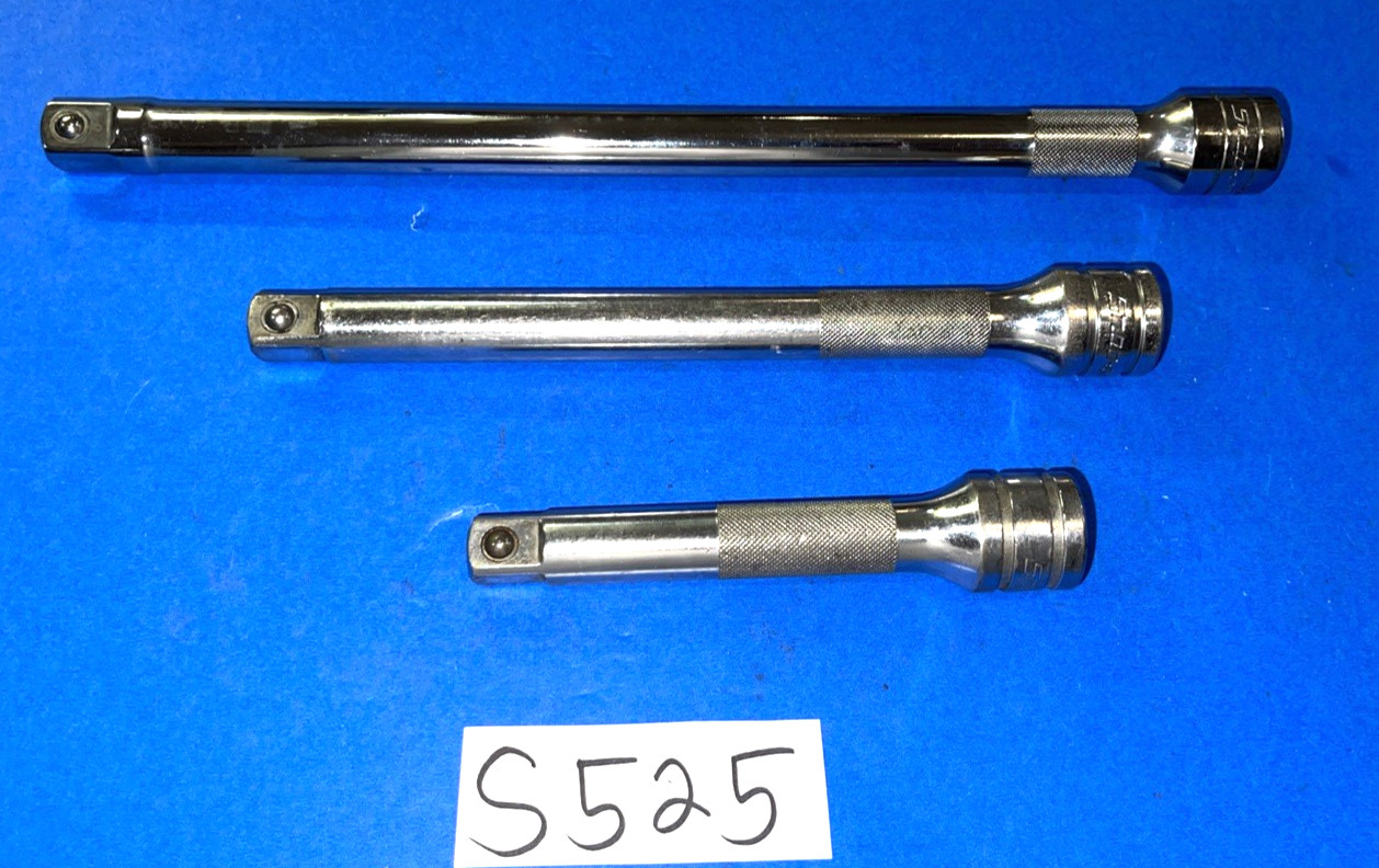SNAP-ON TOOLS 3 PIECE 1/2 DRIVE KNURLED EXTENSIONS 5, 8, 11 INCH