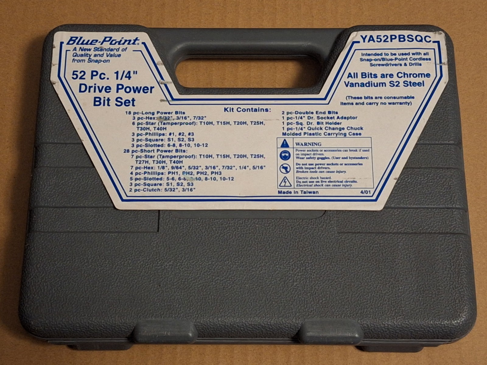 NOS Blue-Point by Snap On YA52PBSQC 52pc* 1/4″ Drive Power Bit Set