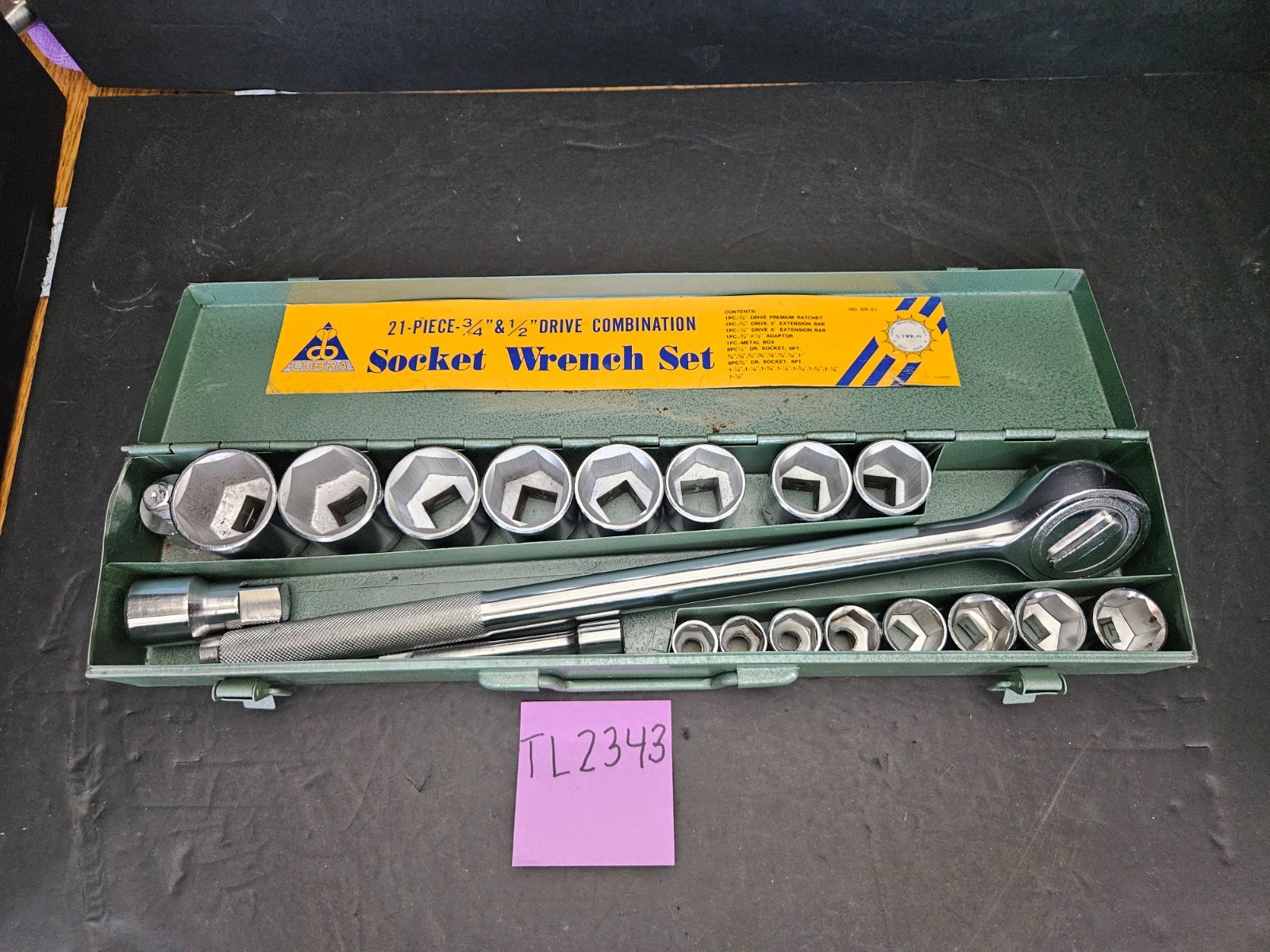 VTG COBRA TOOLS #SS-2121 PC 3/4″ & 1/2″ DR COMBINATION SOCKET WRENCH SET(TL2343)