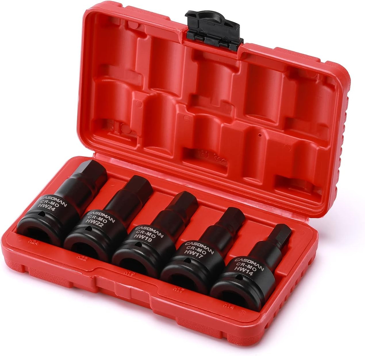 3/4 Inch Drive Impact Hex Driver Set 5pcs Metric 14mm,17mm,19mm,22mm,24mm,CR-MO