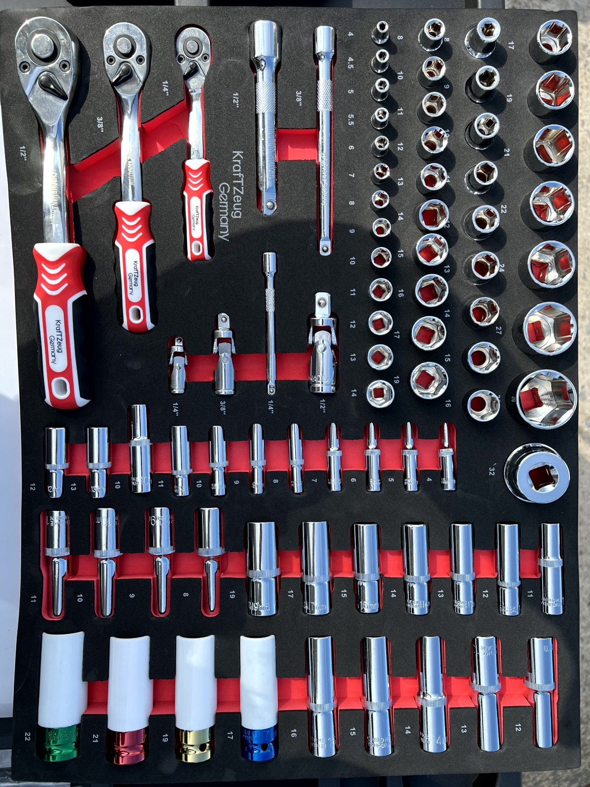 Premium 67pc Socket Wrench Set 1/4″ 3/8″ 1/2″ Drive Metric Deep &Standard Socket