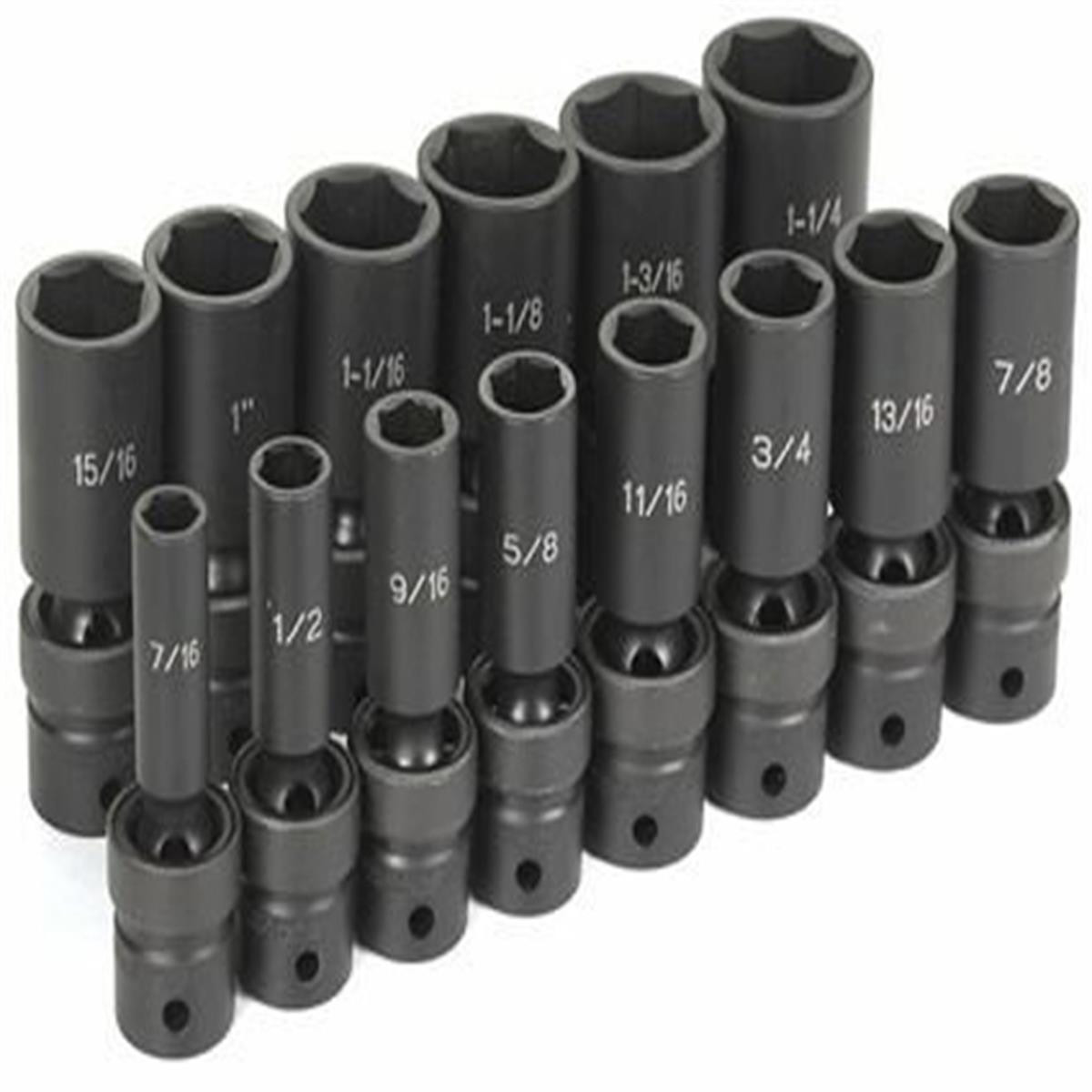 Grey Pneumatic 1314UD 14 Piece 1/2″ Drive Deep Fractional Universal Set