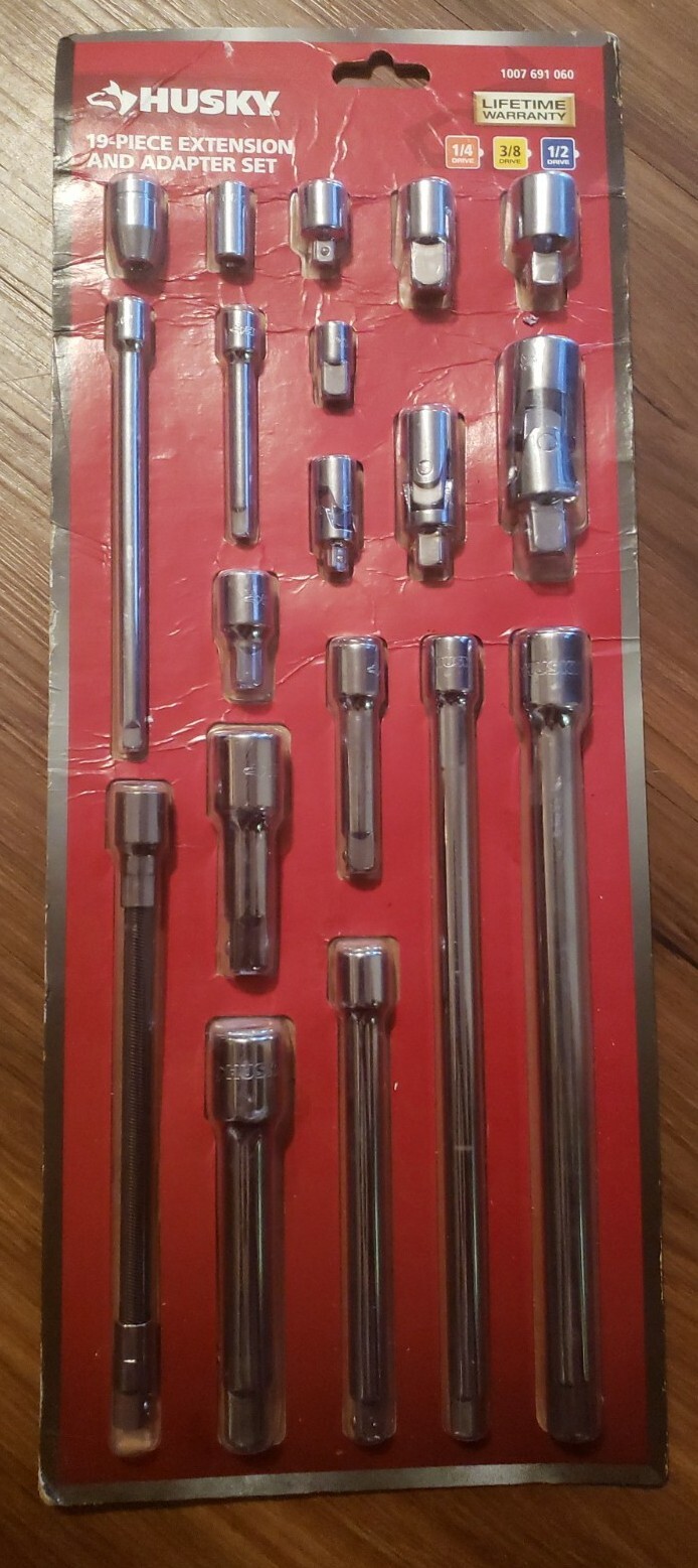 New Husky Extension and Adapter Set 19 Piece Free Shipping! Great gift idea!!