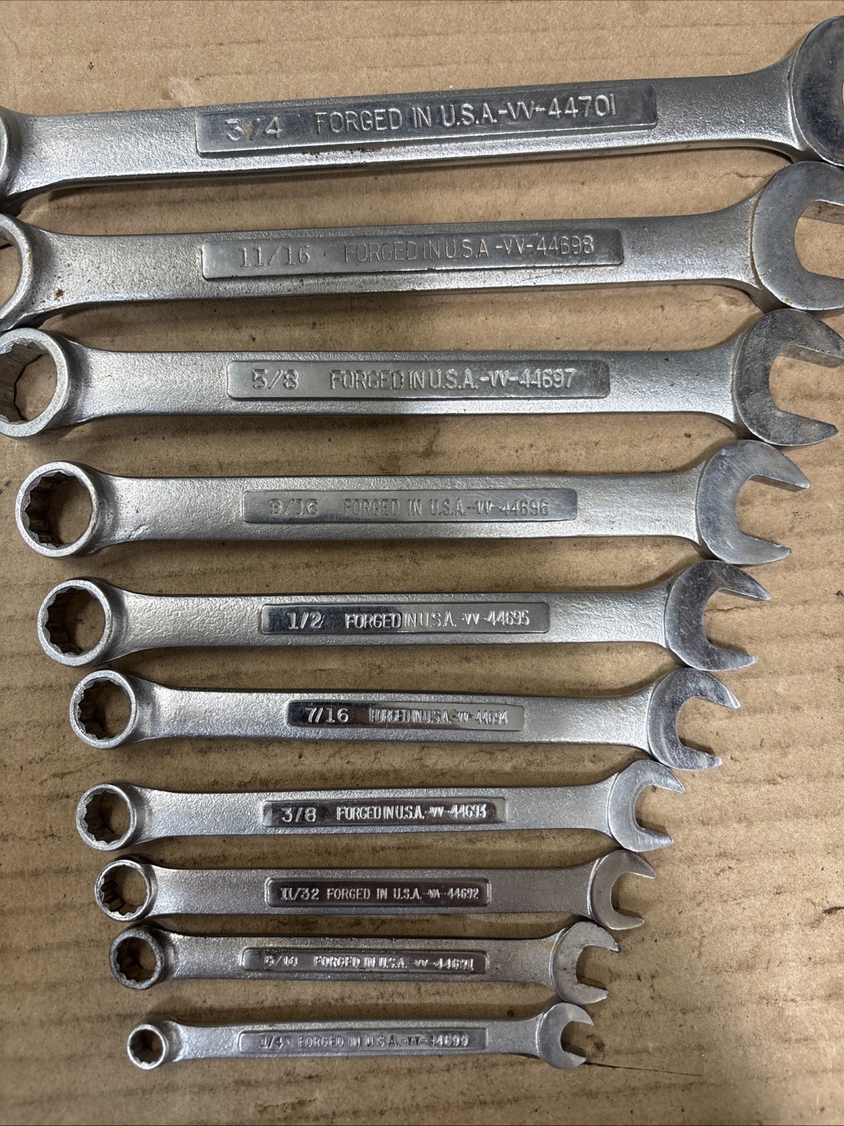 Vintage Craftsman Lot Of 10 Combination Wrench SAE 1/4” -3/4” 12 Pt USA -vv-