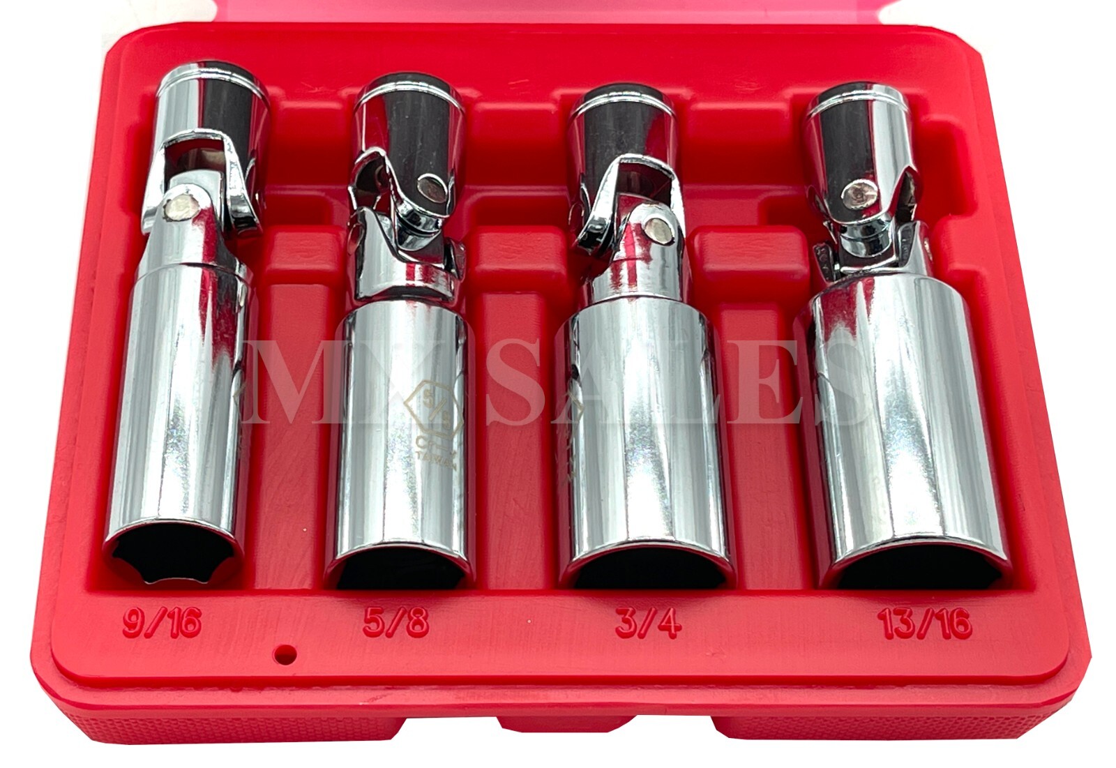 4pc 3/8″ DR. UNIVERSAL SPARK PLUG SOCKET SET CR-V SWIVEL SOCKETS