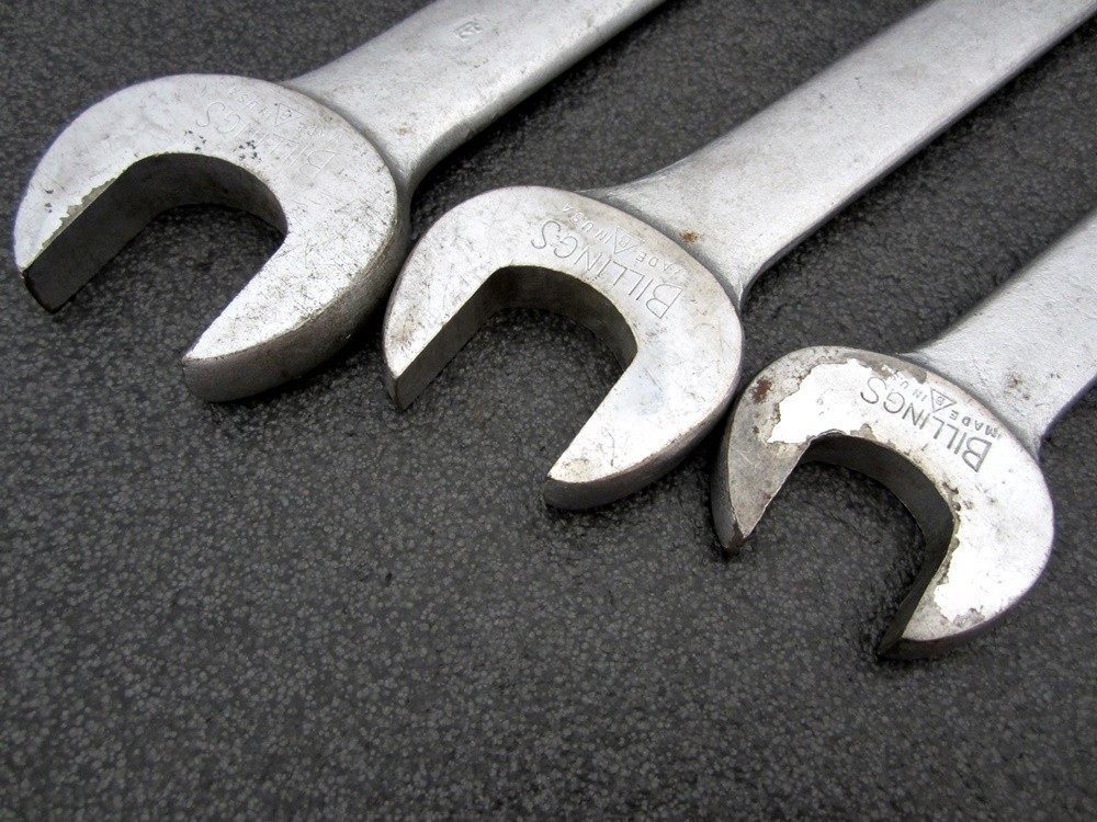 Vintage Billings 15/16″ 1-1/16″ 1-1/4″ Combination Wrenches 1168 1171 1173 USA