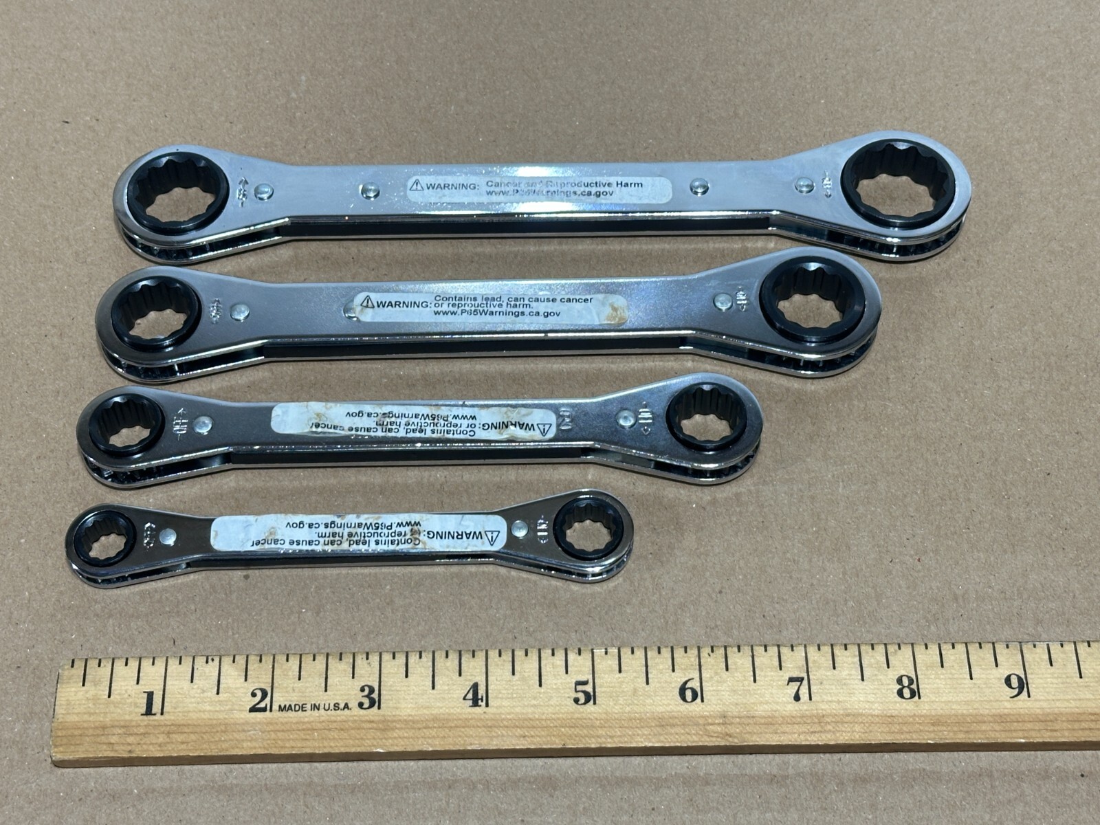 NEW Proto Tools USA 4pc 3/8-7/8” SAE Ratcheting Box End Wrench Set, 12 Point