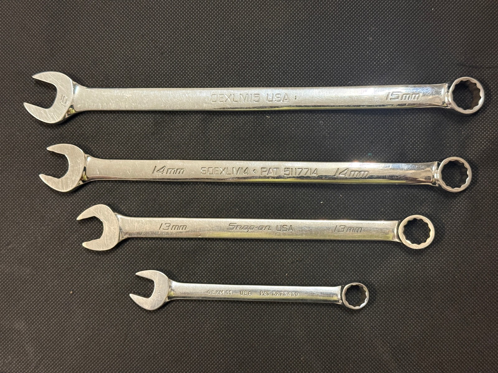 4 Snap-on Metric 12pt Combination Wrench Set 15mm 14mm 13mm 11mm USA