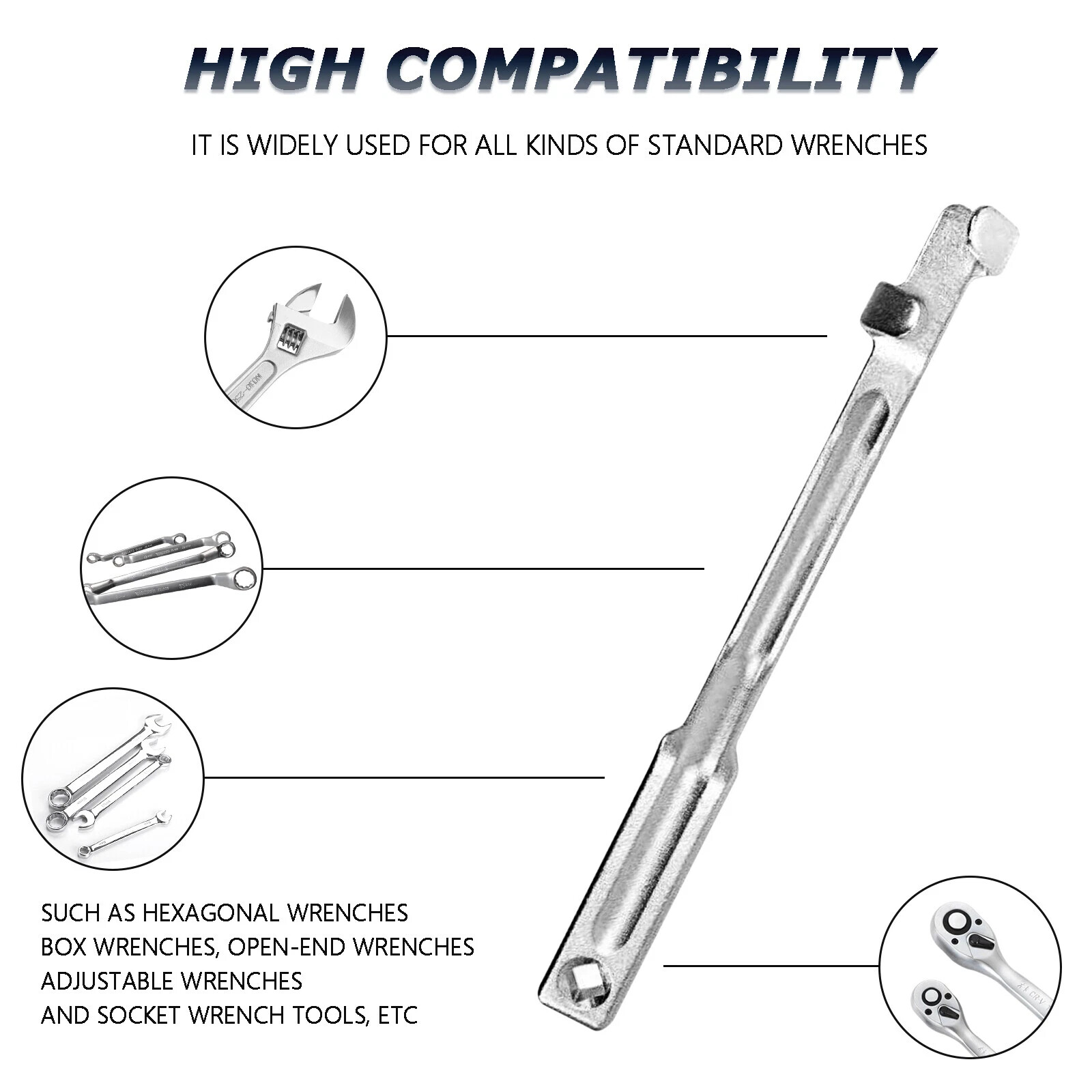 Universal Spanner Extender Extension Wrench Power Bar Tool Bar 1/2″ Square Drive