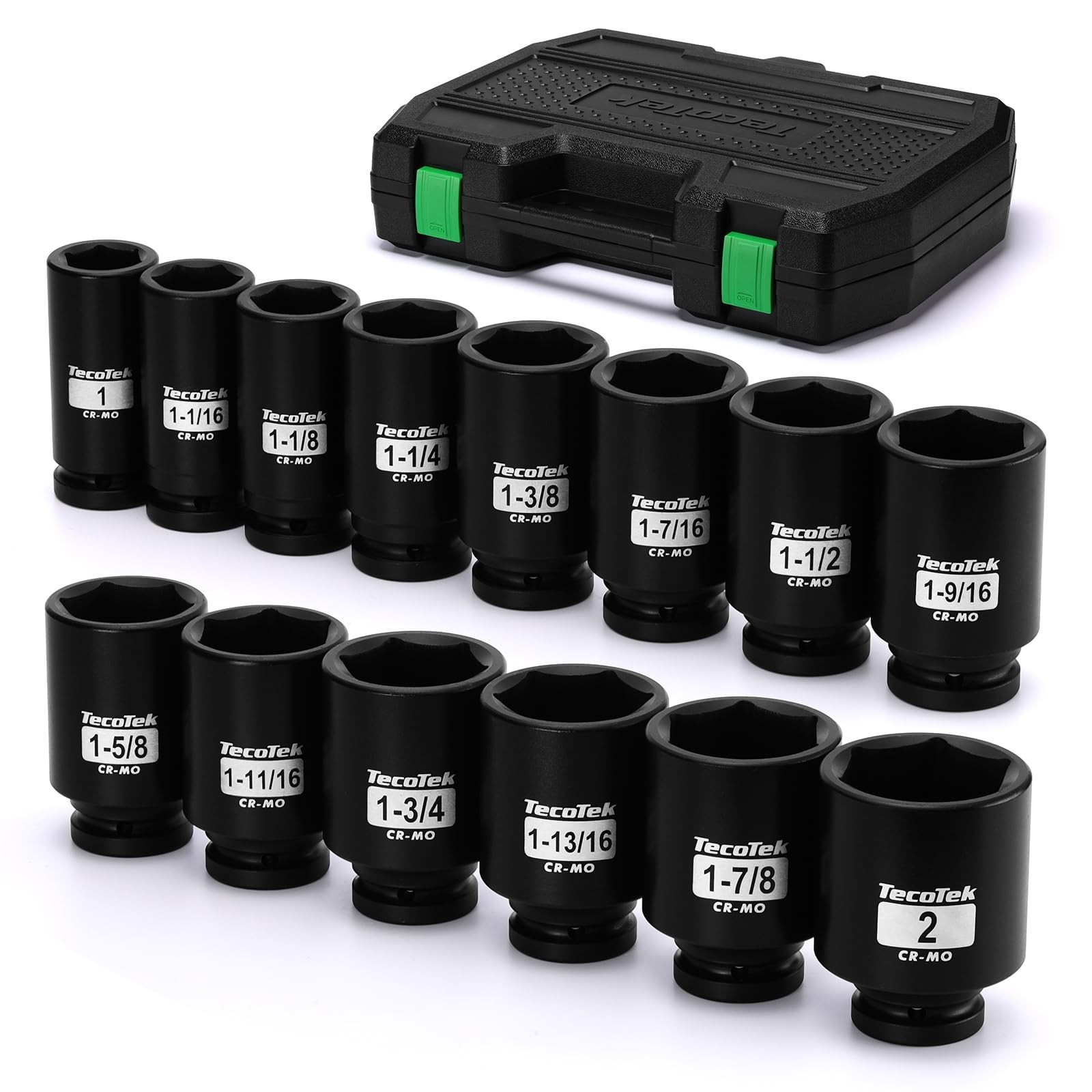 14-Piece 3/4″ Drive Deep Impact Socket Set, Heavy Duty Cr-Mo SAE for Large Vehic